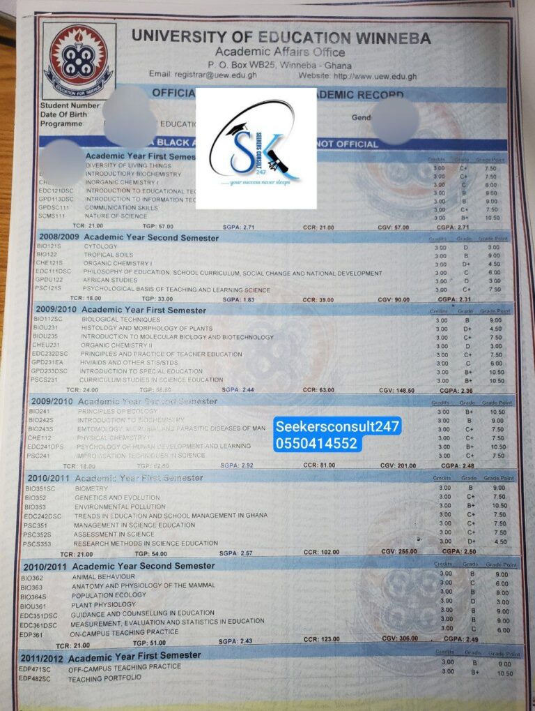 UEW Transcript