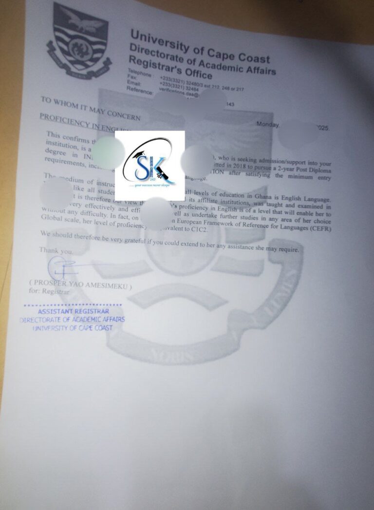 English Proficiency Letter UCC