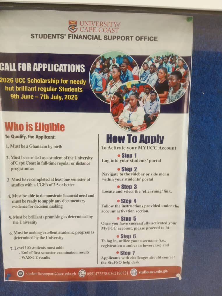 Scholarships Available for Students at the University of Cape Coast (UCC): Requirements & How to Apply