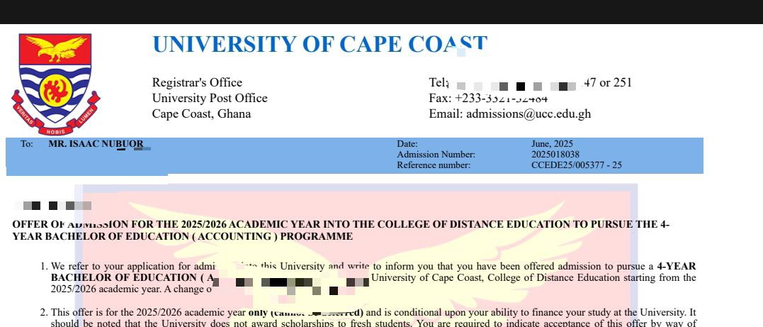 UCC Releases Admission List for 2025/2026 Academic Year – How to Check & Download Your Letter