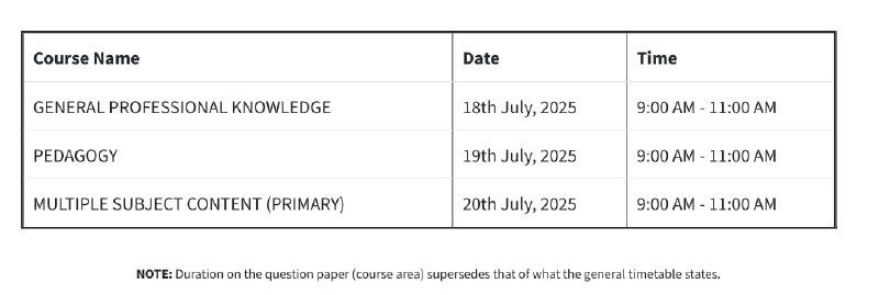 GTLE Timetable Released – Check Your Exam Dates Instantly After Registration and Past Questions