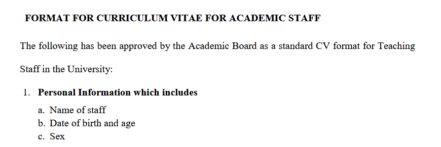 CV for Lecturers