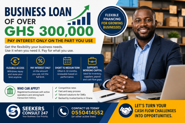 How to Apply for a Business Loan of Over GHS 300,000 and Pay Interest Only on the Part You Use