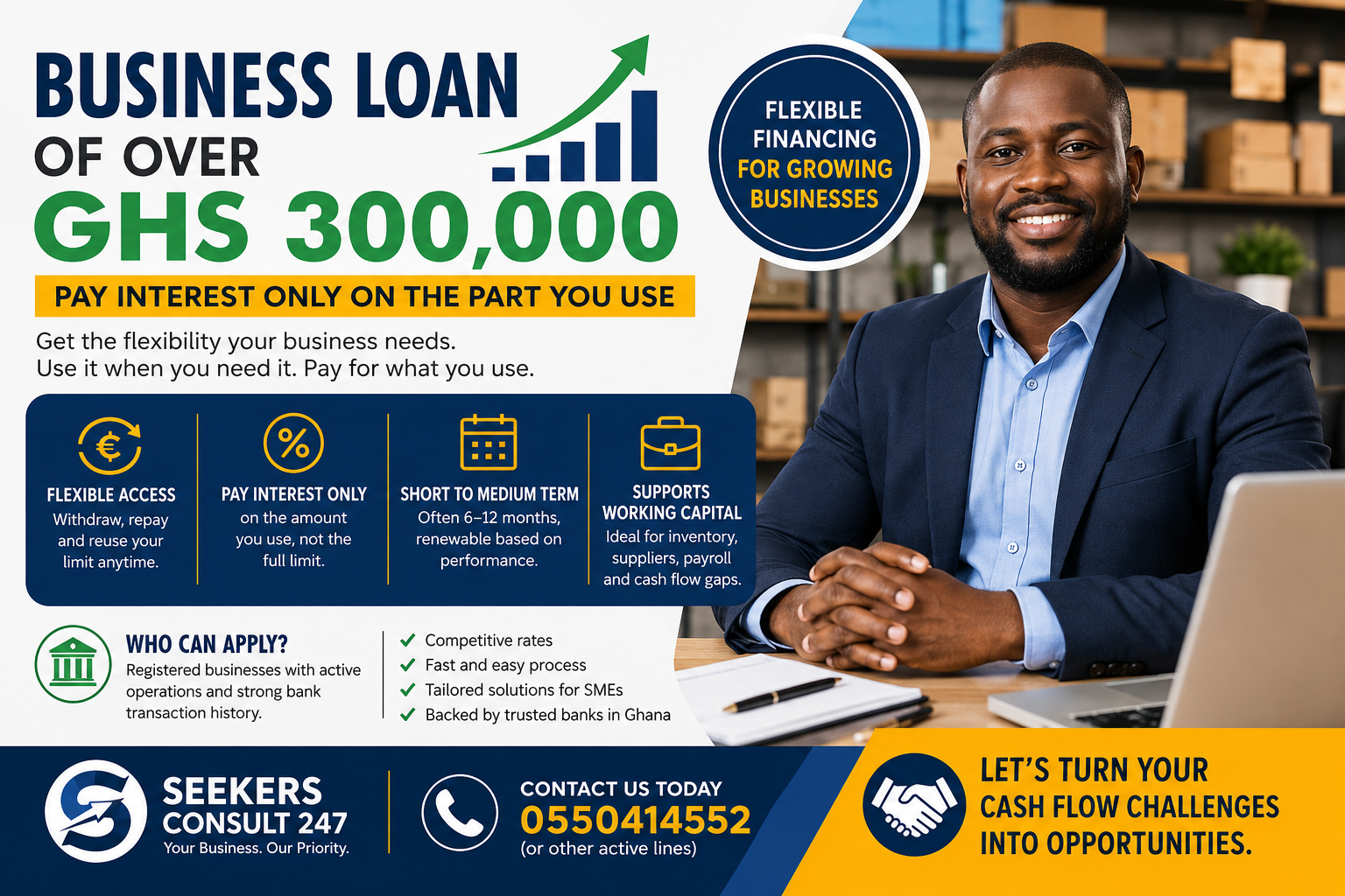 How to Apply for a Business Loan of Over GHS 300,000 and Pay Interest Only on the Part You Use